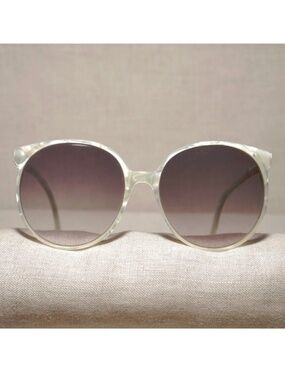 Vintage 80s Anne Klein for Riviera Mother of Pearl Sunglasses w/ Case